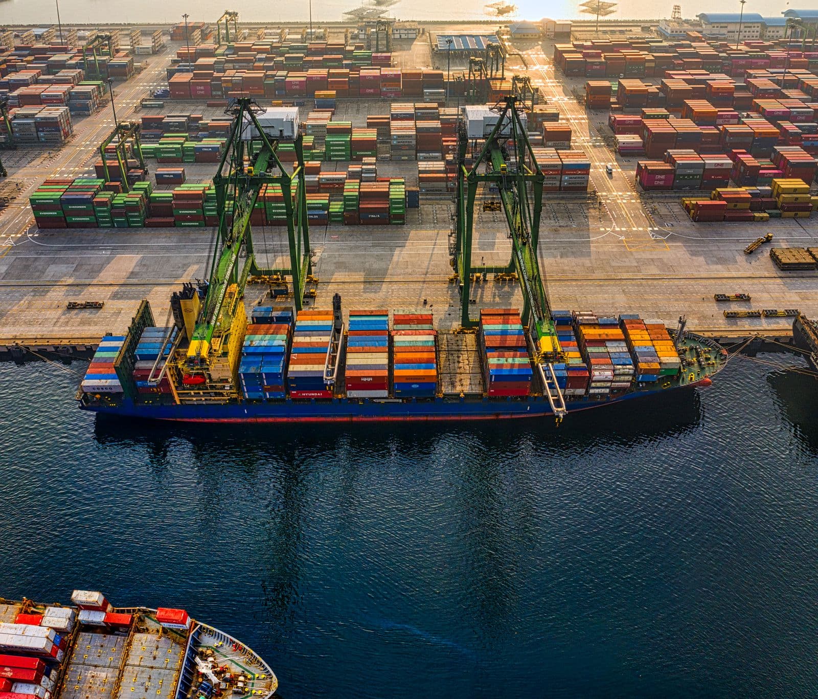 Shipping containers at a port